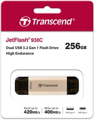 Накопичувач Transcend 256GB USB 3.2 Type-A + Type-C JetFlash 930 Black R420/W400MB/s TS256GJF930C фото