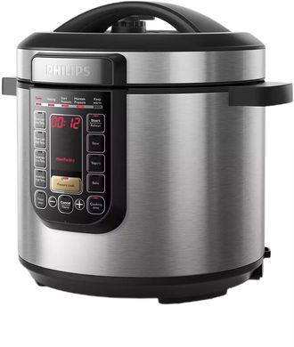 Philips Мультиварка Viva Collection 1300Вт, чаша-6л, електр. керування , 15 авто. программ, нержав.сталь, платик, чорний HD2237/41 фото