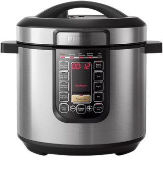 Philips Мультиварка Viva Collection 1300Вт, чаша-6л, електр. керування , 15 авто. программ, нержав.сталь, платик, чорний HD2237/41 фото