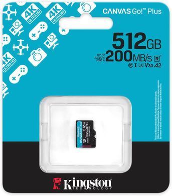 Kingston Карта пам'яті Kingston microSD 512GB C10 UHS-I U3 A2 V30 R200/W160MB/s SDCG4/512GBSP фото