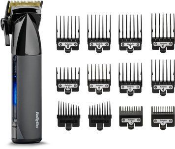 BaByliss Машинка для стрижки Super-X Metal Series, акум., насадок-12, быстрая заряд, сумка для хранения, сталь с графитовим покрытием, чорно-серебр. E991E фото