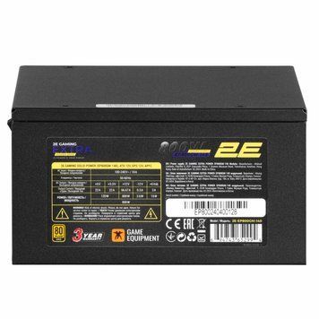 2E Gaming Блок живлення Extra Power (800W), >90%, 80+ Gold, 140мм, 1xMB 24pin(20+4), 2xCPU 8pin(4+4), 3xMolex, 6xSATA, 4xPCIe 8pin(6+2), Modular 2E-EP800GM-140 фото