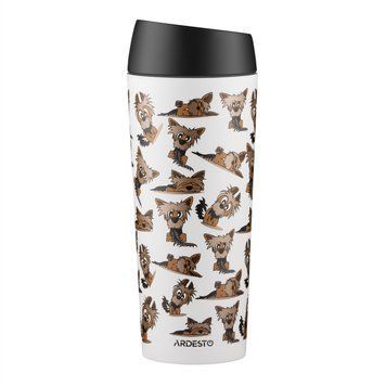 ARDESTO Travel mug Coffee Time Yorkie 450ml, stainless steel, beige AR2645YT фото