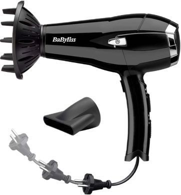 BaByliss Фен, 2000Вт, 3 режими, іоніз-я, хол. обдув, змотка шнура, чорний D374DE фото