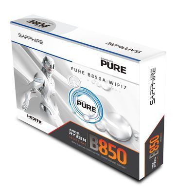 SAPPHIRE Motherboard PURE B850A WIFI7 sAM5 B850 4xDDR5 M.2 HDMI DP WiFi BT ATX білий 52123-11-40G фото