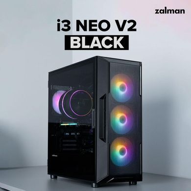 Zalman Корпус I3 Neo V2 без БЖ, 2xUSB3.0, 1x Type C, 4x120мм RGB, VGA 400мм, LCS ready, TG Side Panel, ATX, чорний I3NEOV2BLACK фото