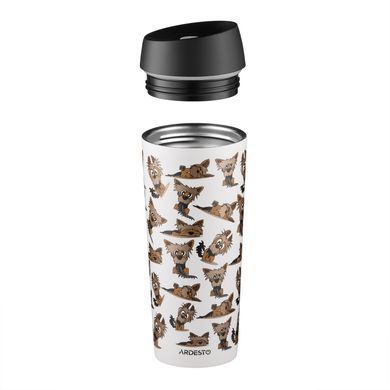 ARDESTO Travel mug Coffee Time Yorkie 450ml, stainless steel, beige AR2645YT фото