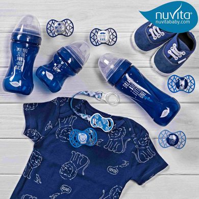 Дитяча пляшечка Nuvita 6012 Mimic Cool 150мл 0+ Антиколікова темно-синя NV6012NIGHTBLUE фото