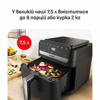 Tefal Tefal air fryer Easy Fry Mega Compact, 1700W, bowl-7.5l, sensor control, plastic, black EY8618E0 фото