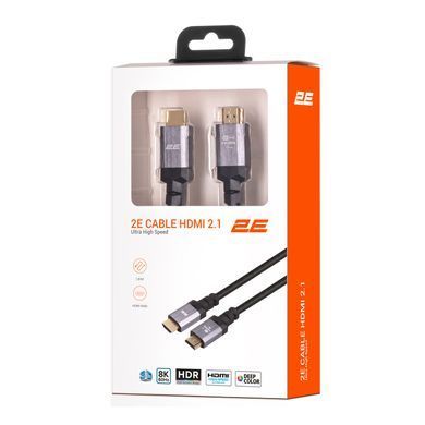 Кабель 2Е HDMI 2.1 (AM/AM) 4K/120Hz or 8K/60Hz 48Gbps Ultra High Speed 1.8m Black 2EW-1143-1.8M фото
