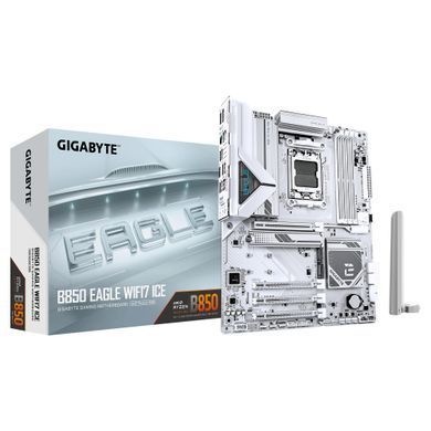 Gigabyte Материнская плата B850 EAGLE WF7 ICE sAM5 B850 4xDDR5 M.2 Wi-Fi BT HDMI DP ATX B850_EAGLE_WF7_ICE фото