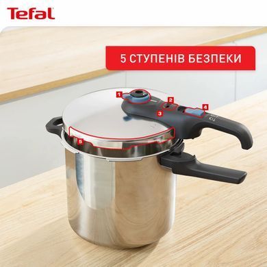 Tefal Tefal Pressure cooker Secure Trendy, 6l, with steam basket, stainless steel, plastic P2580701 фото