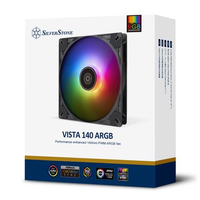 Корпусный вентилятор SilverStone Vista VS140B ARGB, 140mm, 1600rpm, 4pin PWM, 4-1 pin ARGB (5V LED), 30.8dBa SST-VS140B-ARGB фото