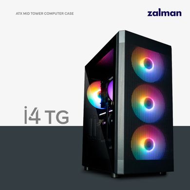Zalman Корпус I4 TG, без БП, 2xUSB3.0, 1xUSB2.0, 4x140мм RGB, VGA 320мм, LCS ready, TG Side Panel, ATX, чёрный I4TGBLACK фото