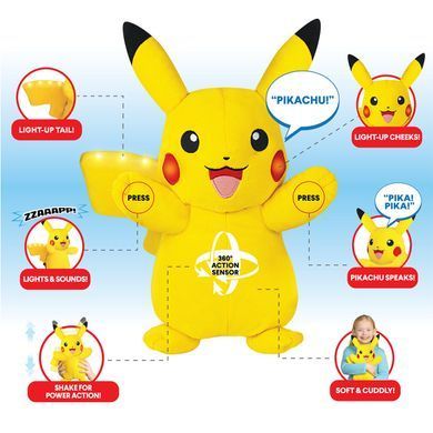 Интерактивная мягкая игрушка POKEMON - ПИКАЧУ (свет, звук, 25 cm) PKW4185 фото