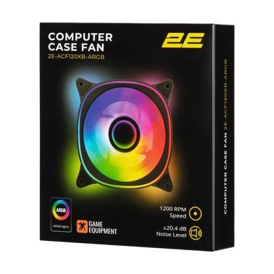 2E Gaming Case Fan Air Cool X Fan ACF120XB-ARGB, 120mm, 1200rpm, 3pin, 3pin +5VARGB, 20,4dBa, black 2E-ACF120XB-ARGB фото