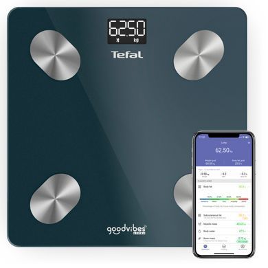 Tefal Ваги підлогові Smart, 180кг, Bluetooth, AAAx3 в комплекті, скло, чорний BM9620S1 фото