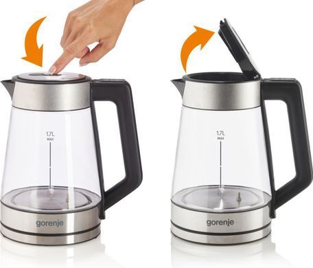Gorenje Электрочайник 1.7л, 2,200 Вт, стекло, нерж K17TRG фото