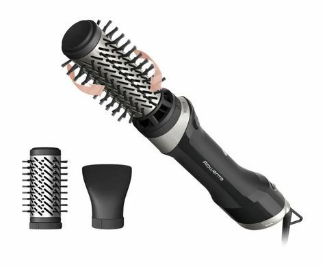 Rowenta Фен-щітка Rowenta Brush Active, 1000Вт, 3 режими, іоніз-я, хол. обдув, оберт. насадка, 3 насадки, кераміка, чорний UB9530F0 фото