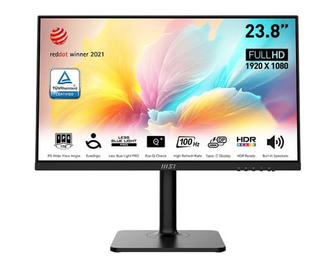 MSI Монитор 23.8" Modern MD2412P HDMI, USB-C, MM, IPS, 100Hz, 4ms, sRGB 114%, Pivot 9S6-3PA59H-060 фото