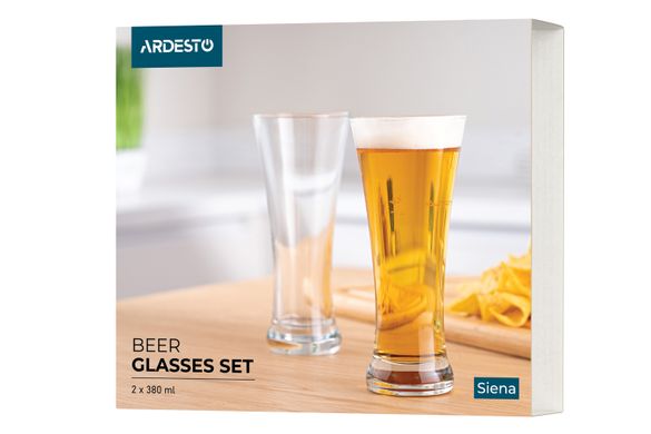Набір стаканів для пива Ardesto Siena 380 мл, 2 шт, скло AR2638BS фото