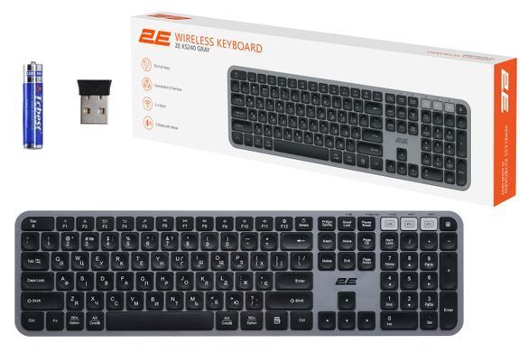 2E Клавіатура KS240 WL BT EN/UKR Grey 2E-KS240WG_UA фото