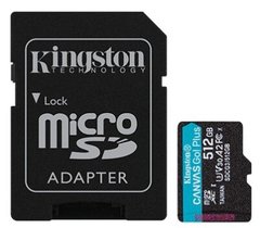 Карта пам'яті Kingston microSD 512GB C10 UHS-I U3 A2 R170/W90MB/s + SD SDCG3/512GB фото