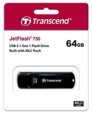 Transcend Накопитель 64GB USB 3.1 Type-A JetFlash 750 Чёрный TS64GJF750K фото