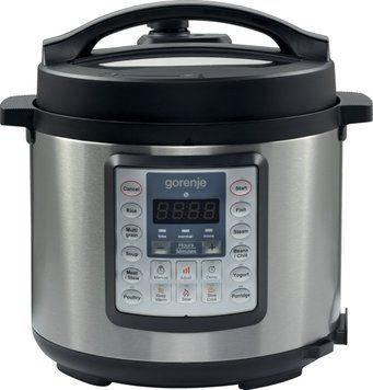 Gorenje Мультиварка-скороварка, 1000Вт, чаша-6л, електронне керув., 15 програм, метал/пластик, чорний MC6MBK фото