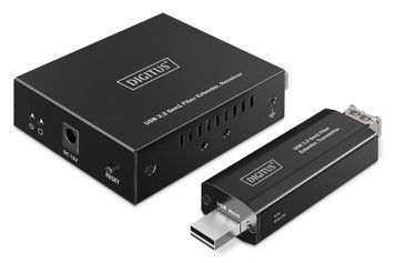 Digitus Подовжувач USB 3.2 Gen1, для використання з кабелем FO MM LC, до 300 м, 3 х USB-A, 1 x USB-C, чорний DA-73122 фото