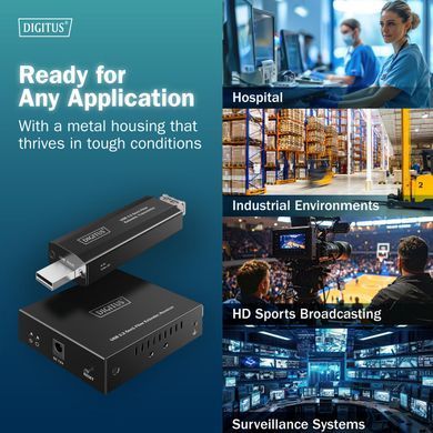 Digitus Подовжувач USB 3.2 Gen1, для використання з кабелем FO MM LC, до 300 м, 3 х USB-A, 1 x USB-C, чорний DA-73122 фото