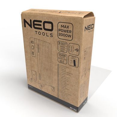 Neo Tools Обігрівач оливний, 25м2, 2000Вт, мех. упр-ння, 9 секцій, білий 90-152 фото