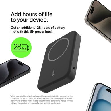 Belkin Портативное зарядное устройство Power Bank 8000мАч, MagSafe Wireless, черный BPD007BTBK фото