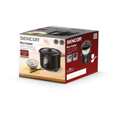 Рисоварка Sencor, 400Вт, чаша-1л, електр. керування , знімна кришка, нерж. сталь, сірий SRM1001BK фото