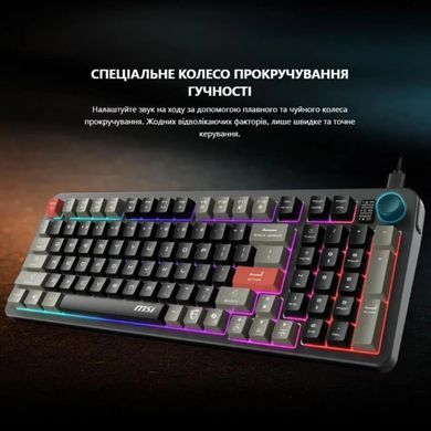 MSI Клавиатура мембранная MSI FORGE GK110 UA 98key, USB-A, EN/UKR/RU, LED, чорний S11-04UA226-HH9 фото