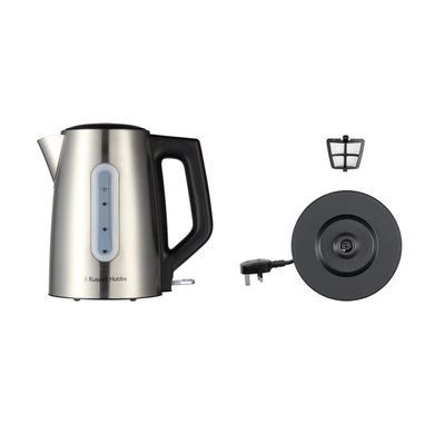 Russell Hobbs Электрочайник Heaton, 1.7л, нержавеющая сталь, серебристо-черный 27380-70 фото