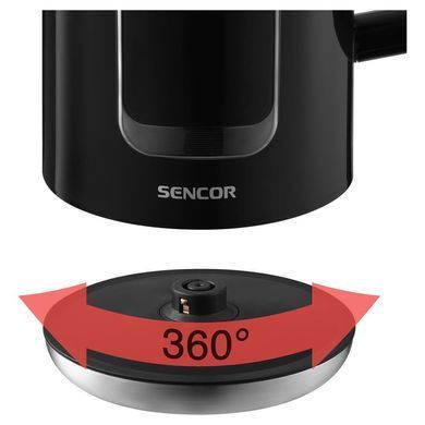 Sencor Електрочайник 1.7л, Strix, LED дисплей, подвійні стінки, сенс. керування, чорний SWK0951BK фото
