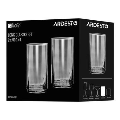ARDESTO Long glasses set Black Mars 500ml, 2pcs, glass, grey AR2650GF фото