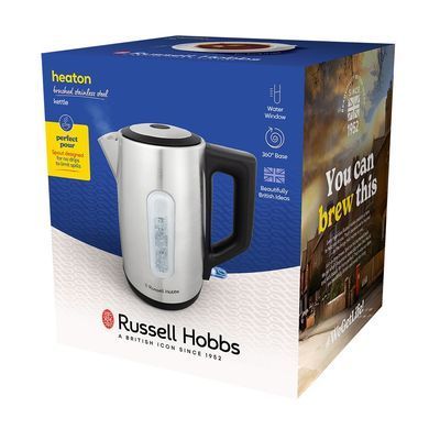 Russell Hobbs Электрочайник Heaton, 1.7л, нержавеющая сталь, серебристо-черный 27380-70 фото