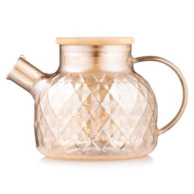 ARDESTO Teapot Golden Moon Diamond 1000ml, borosilicate glass, bamboo, golden