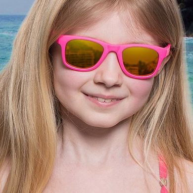 Дитячі сонцезахисні окуляри Koolsun неоново-рожеві серії Wave (Розмір: 3+) KS-WANP003 фото
