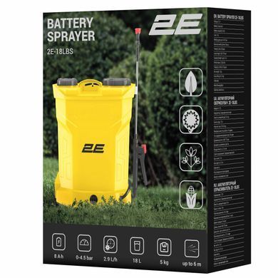 2E Обприскувач акумуляторний AquaSpray 18LR 18л 12В 1х8А&middot;год 4.5бар 2.9л&middot;хв 5кг вольтметр 2E-18LBS фото