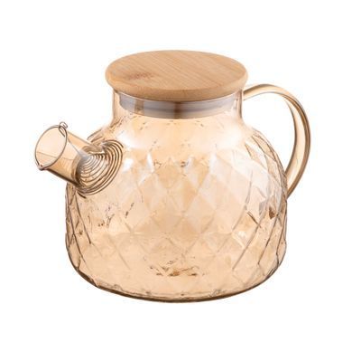 ARDESTO Teapot Golden Moon Diamond 1000ml, borosilicate glass, bamboo, golden