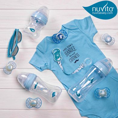 Дитяча пляшечка Nuvita 6011 Mimic Collection 150мл 0+ Антиколікова синя NV6011AZZURO фото