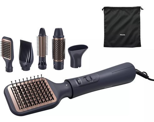 Philips Фен-щетка 5000 Series 1000Вт, режимов-3, ионизация, 5 насадок, керамика, синий BHA530/00 фото
