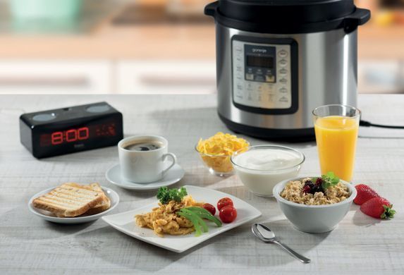Gorenje Мультиварка-скороварка, 1000Вт, чаша-6л, електронне керув., 15 програм, метал/пластик, чорний MC6MBK фото