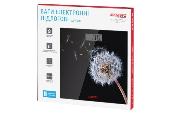 ARDESTO Ваги підлогові BL, 150кг, AAAx2 в комплекті, скло, багатокольорові SCB-965BL фото