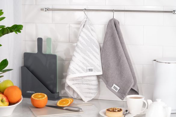 ARDESTO Набір кухонних рушників SuperSoft, махрові, сірий, 2х40х60см, 100% бавовна