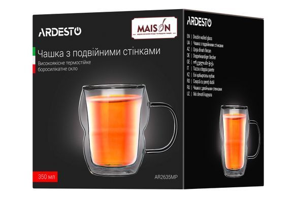 ARDESTO Чашка с ручкой, 350 мл, боросиликатное стекло AR2635MP фото