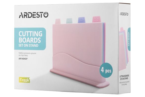 ARDESTO Набір дошок кухонних на підставці Fresh, 4 шт, 33.5х23.5х6.8см, пластик AR1404GP фото